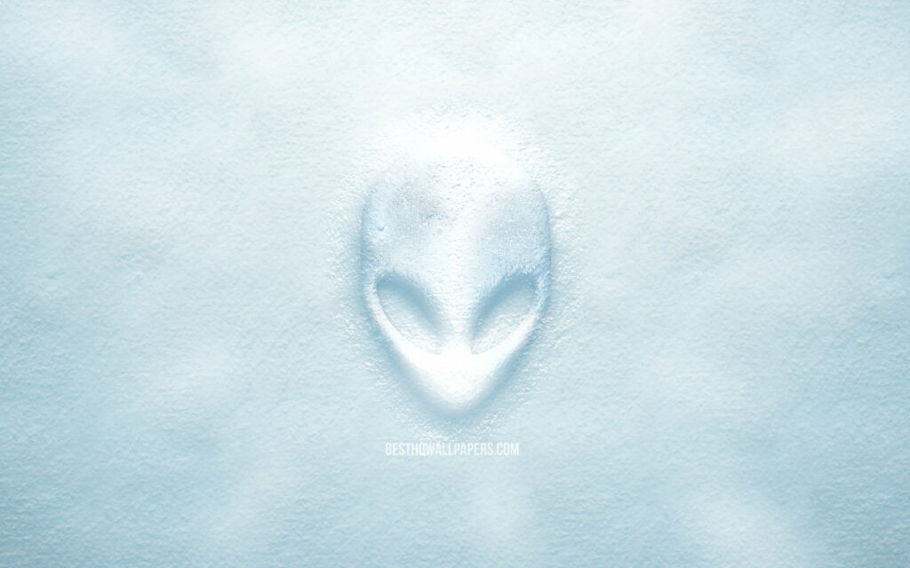 Extraterrestrial Flurries: A Creative Snowy Spectacle with Alienware 3D Logo Wallpaper