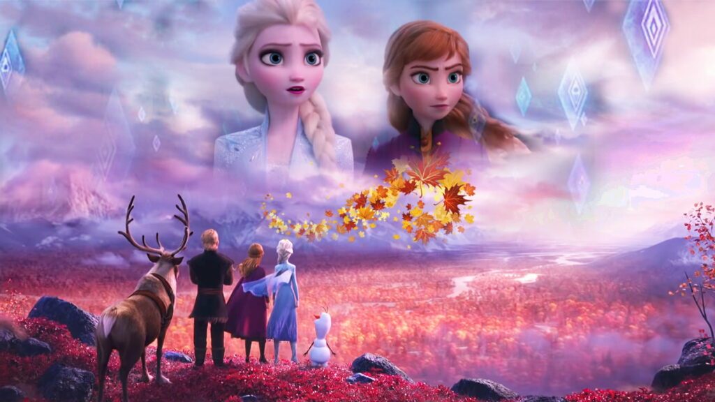 Disney's Frozen II: A Whimsical Journey Through Enchanting Pink Landscapes - HD Movie Poster Wallpaper