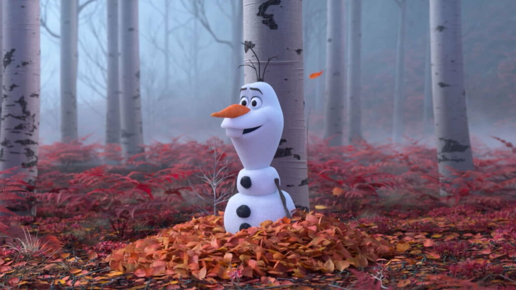 A Majestic Autumn Journey: Disney's Frozen II Unveils Olaf in a Fantastical Snowman Adventure - HD Wallpaper Background Poster 