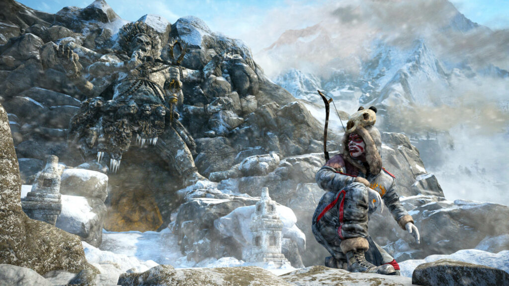 Winter Warrior: The Fearless Royal Army Hunter Braving the Icy Valley of Yeti in Far Cry 6 Video Game Wallpaper