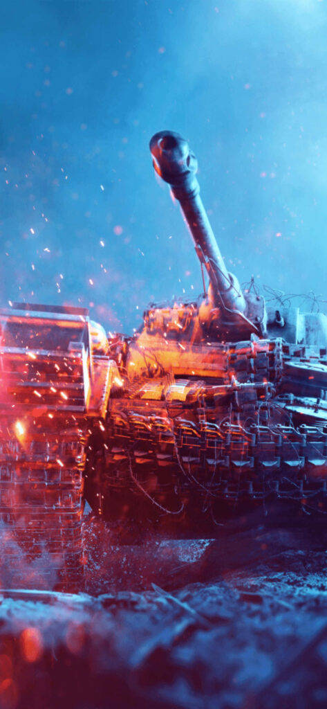 Dramatic Battlefield V Tank Battle Scene in Chilling Blue Hue Wallpaper