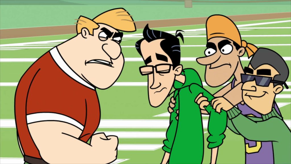 Fugget About It Jimmy Falcone intense standoff with son Petey on green field cartoon wallpaper