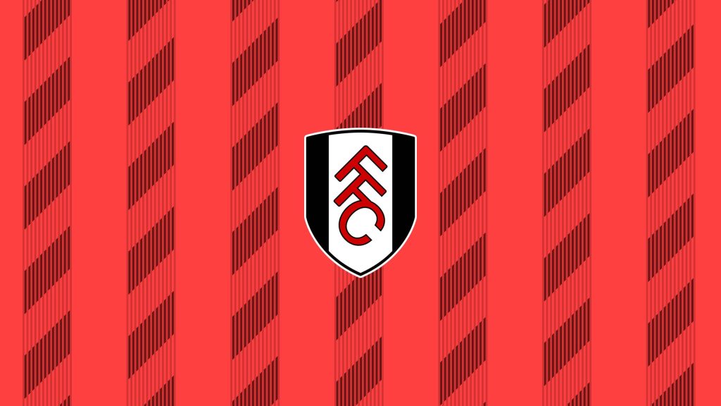 Fulham FC crest centered on bold red striped wallpaper minimalist design for football fans