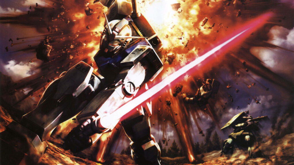 The Ultimate Mech Warrior: Full Combat Gundam Suit Wallpaper