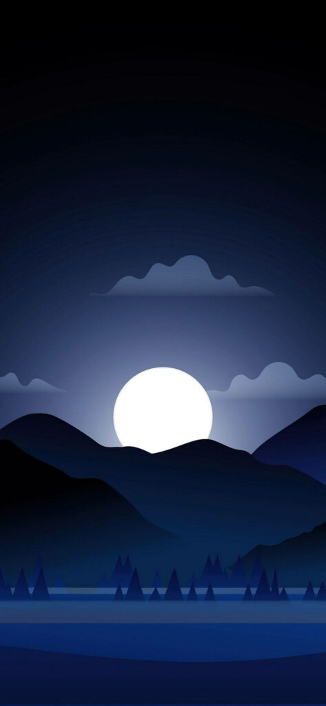Chatting under the Full Moon: A WhatsApp Wallpaper with Stunning Mountain Background