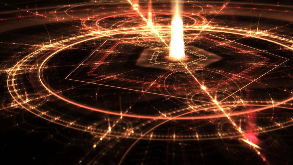 Fullmetal Alchemist digital wallpaper glowing transmutation circle vibrant orange red energy