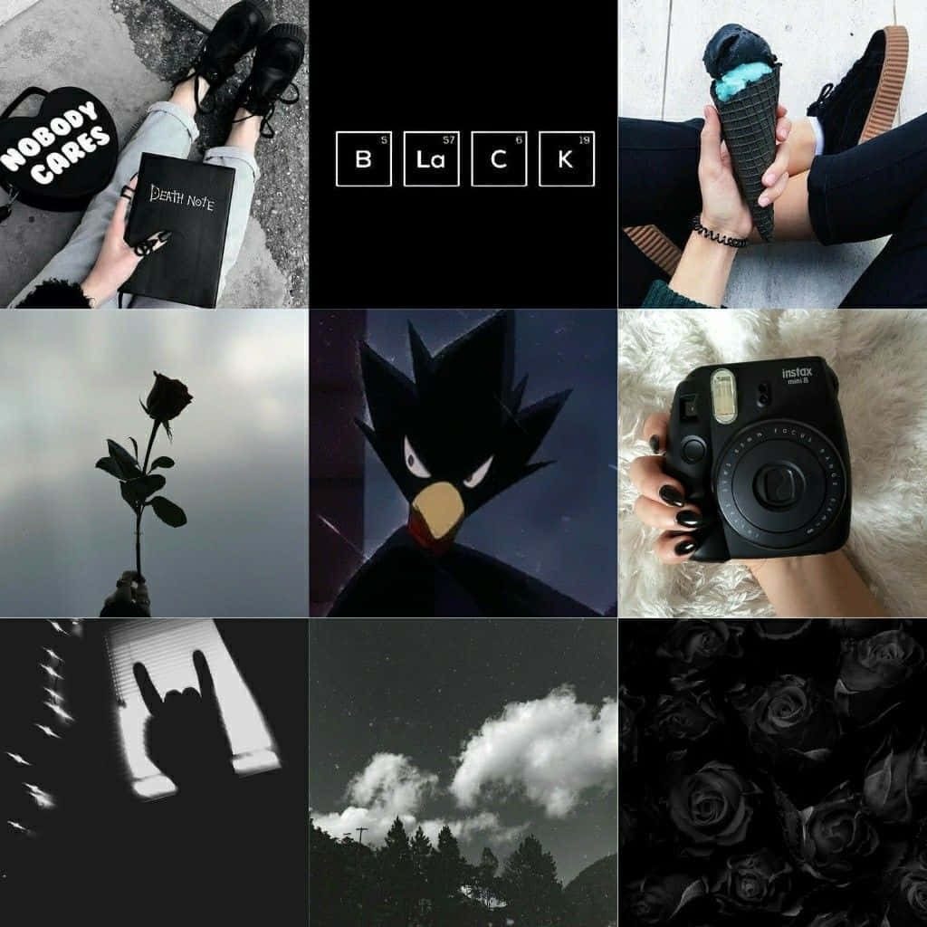 Fumikage Tokoyami dark gothic collage black roses Death Note Instax camera emo wallpaper