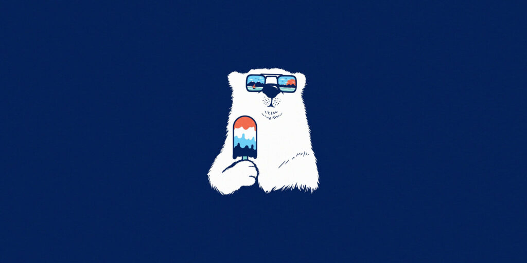 Whimsical Polar Bear Wallpaper: Fun Arctic Design with Popsicle