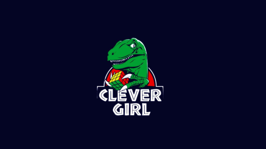 Fun Wallpaper: Clever Green Dinosaur Solving Rubik's Cube