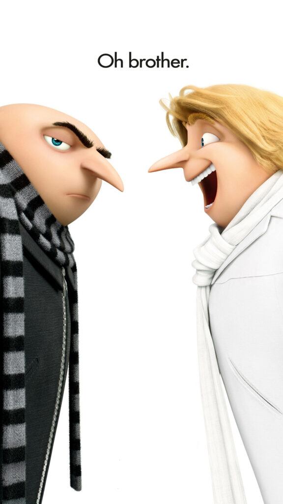 Playful Gru & Dru Wallpaper: Fun Sibling Rivalry in Despicable Me