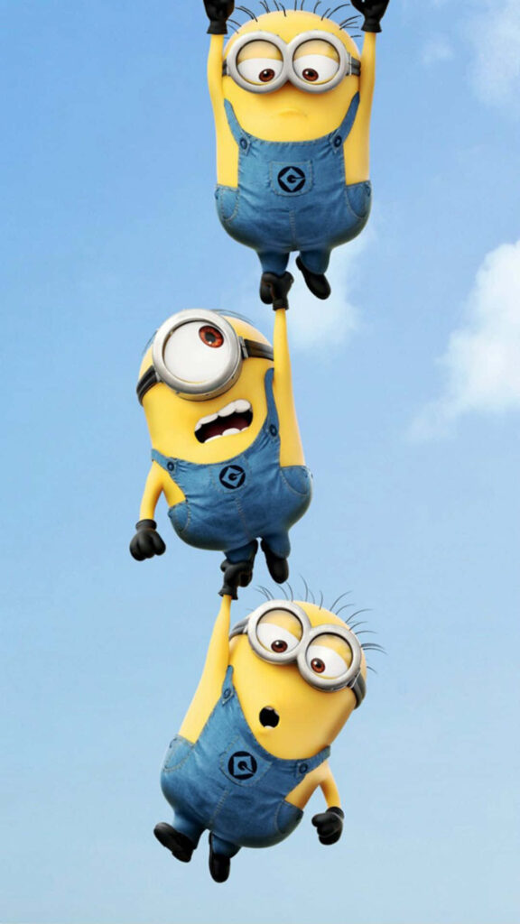 Playful Minions Wallpaper for iPhone - Sky Blue Background