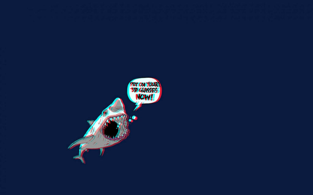 3D Shark Wallpaper: Fun Art with Vibrant Colors & Deep Blue Background
