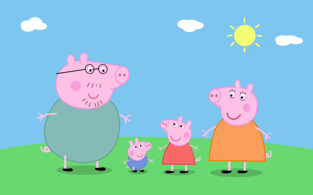 Colorful Family Fun: Enjoy a Sunny Day with Peppa Pig and Friends on your Tablet Wallpaper