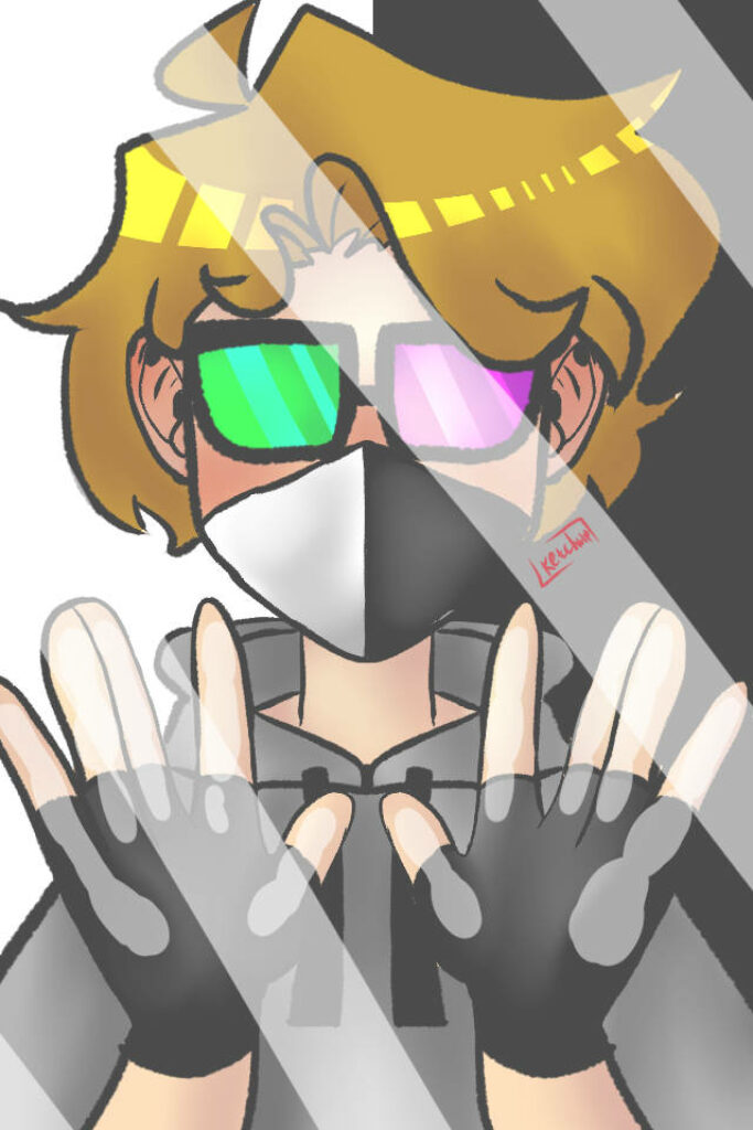 Ranboo's Cool Cartoon Vibe: Blonde Hair, Mysterious Mask, and Hooded Jacket in Black & White Wallpaper