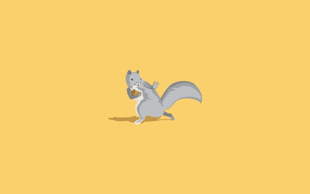 Funny Grey Squirrel Wallpaper on Bright Yellow Background