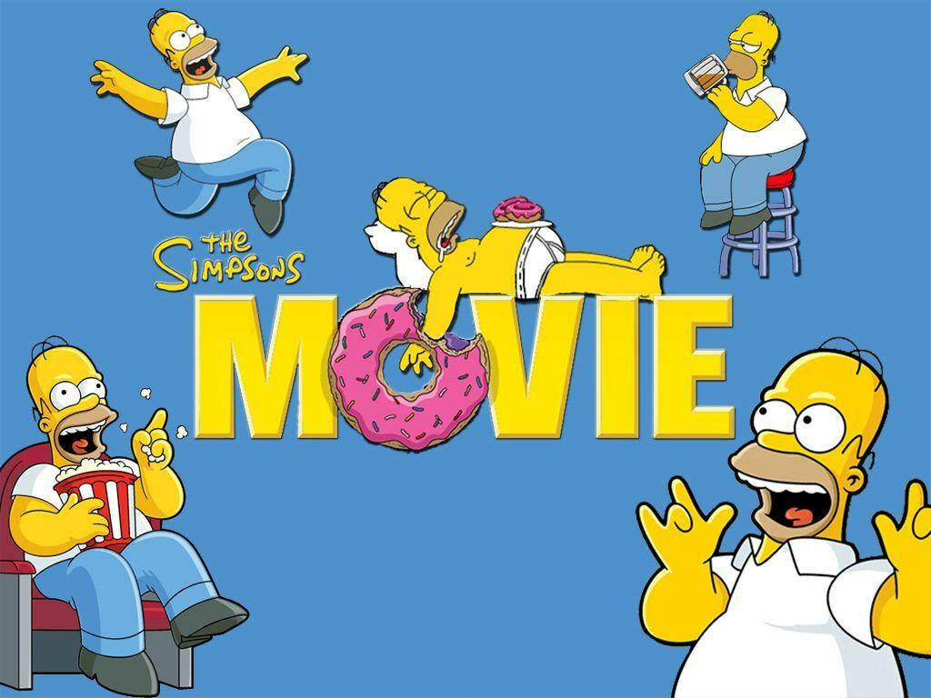 Vibrant Homer Simpson Wallpaper: Funny Expressions & Blue Background