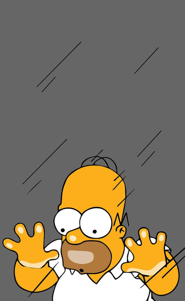 Funny Homer Simpson wallpaper pressing face on glass grey background 2D animation design