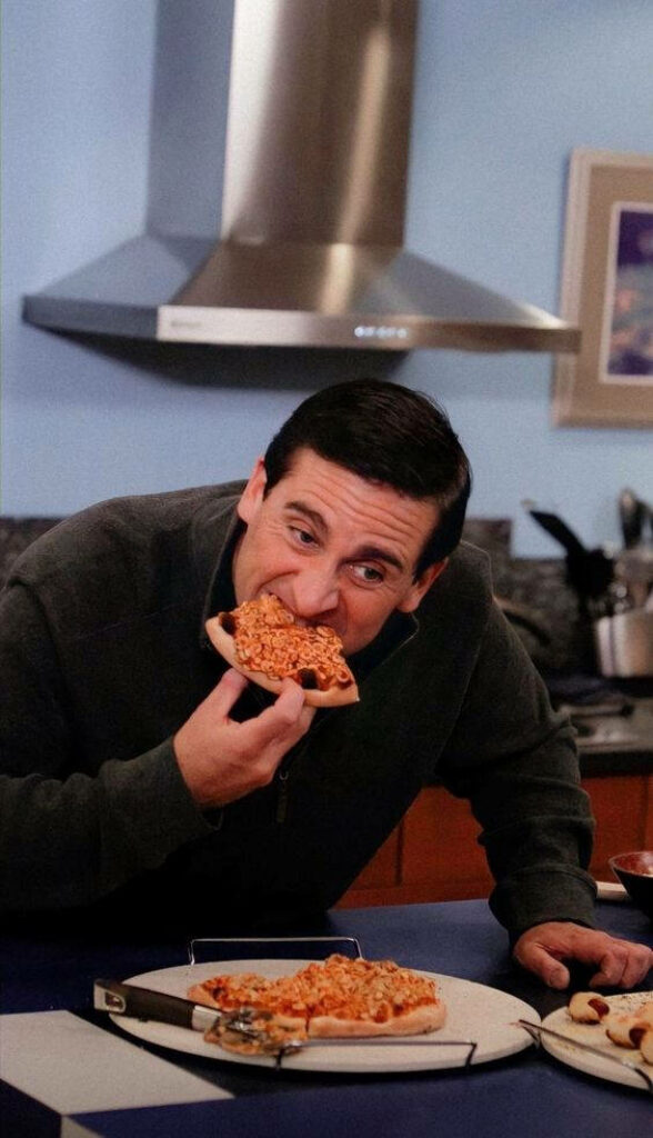 Michael's Pizza Joy: Humorous Kitchen Wallpaper Background