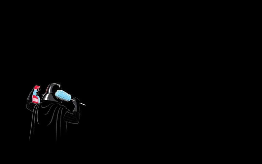 Humorous Minimalist Star Wars Wallpaper: Dark Robes & Cleaning Fun