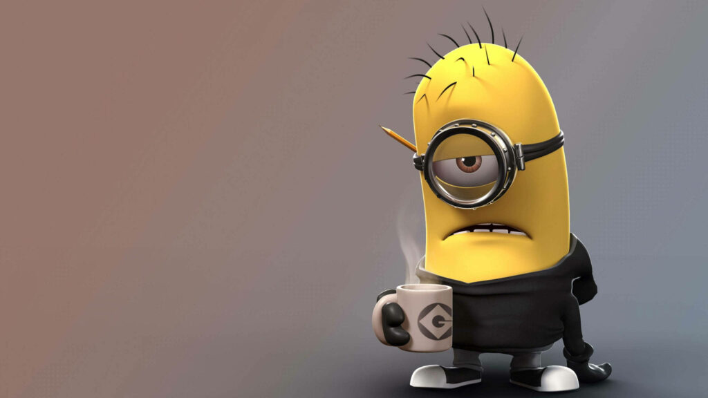 Grumpy Minion Wallpaper: Tired Coffee Vibes from Despicable Me 3