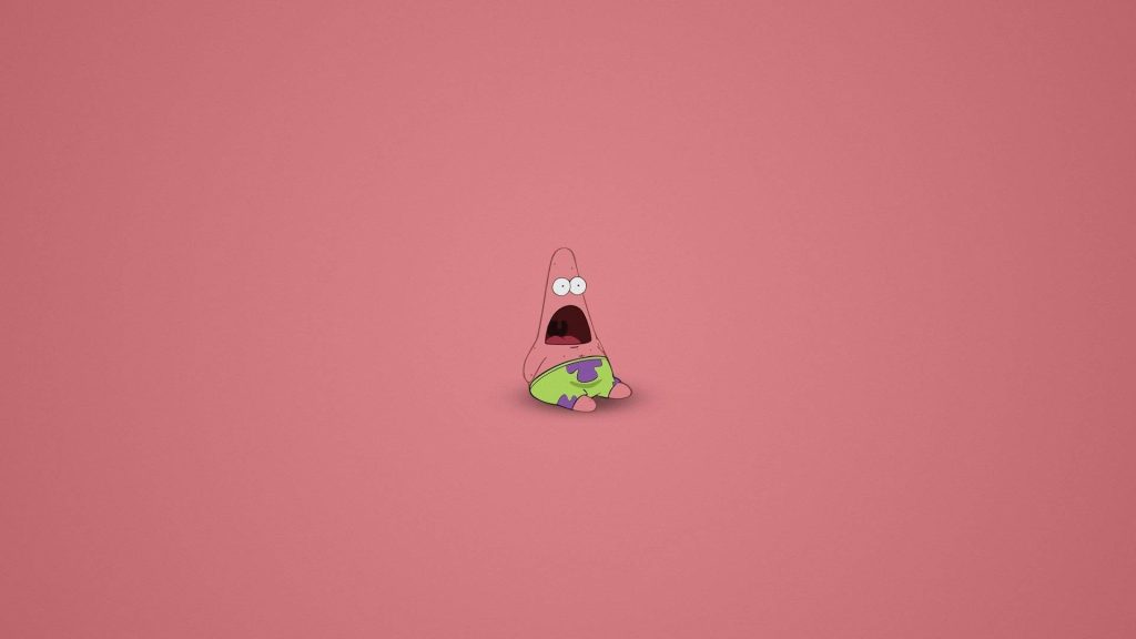 Patrick Star shocked cartoon wallpaper minimalist vector on soft pink background desktop design