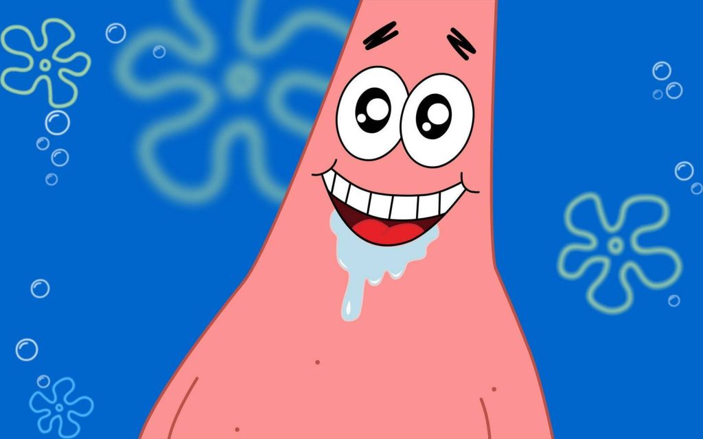 Funny Patrick Star drooling wallpaper blue Bikini Bottom background SpongeBob fan art illustration
