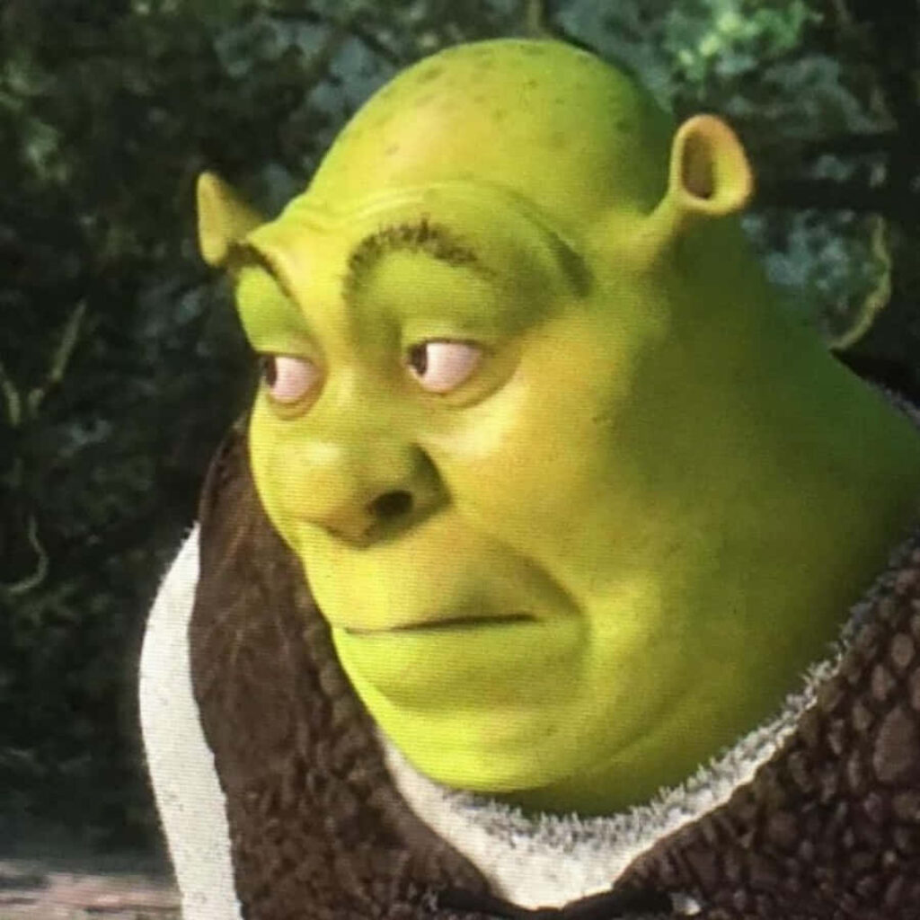 Funny Shrek Meme Wallpaper: Embarrassed Expression for Fans