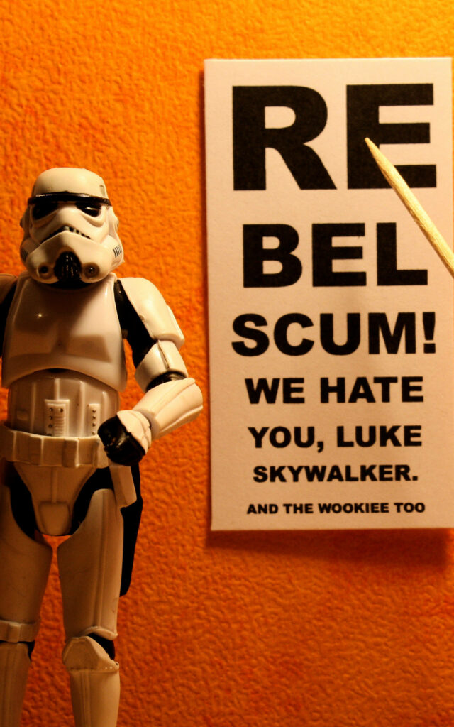 Funny Star Wars Wallpaper: Stormtrooper & REBEL SCUM Sign