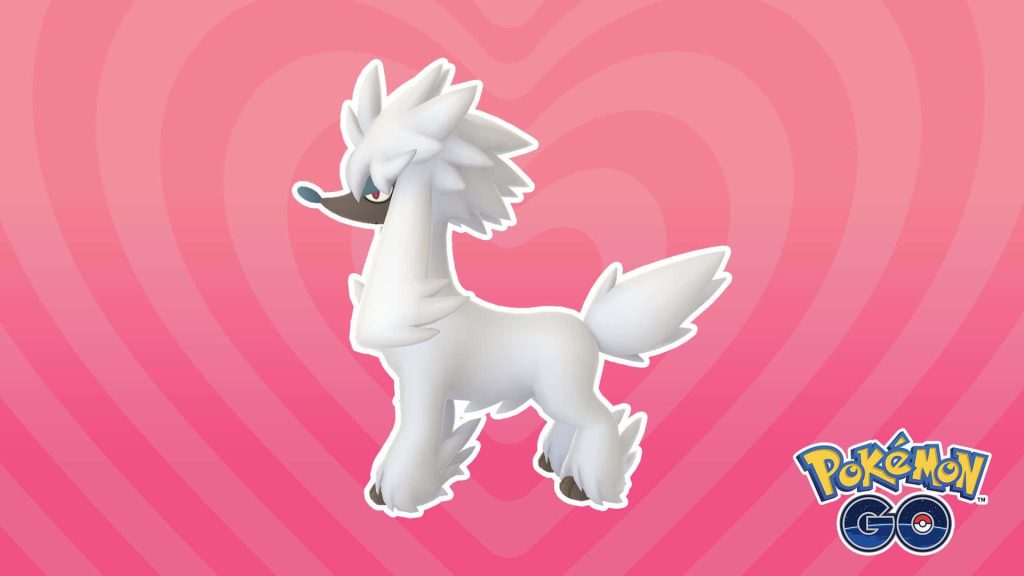 Furfrou Natural Form Pokémon GO wallpaper vibrant pink heart background 3D illustration