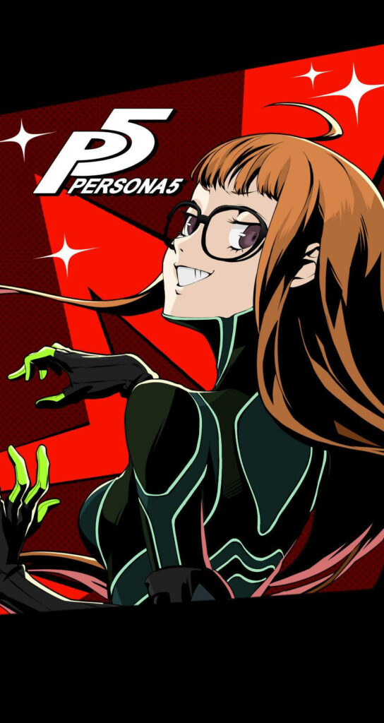 Futaba Sakura Persona 5 Wallpaper: Stylish Red Background Design