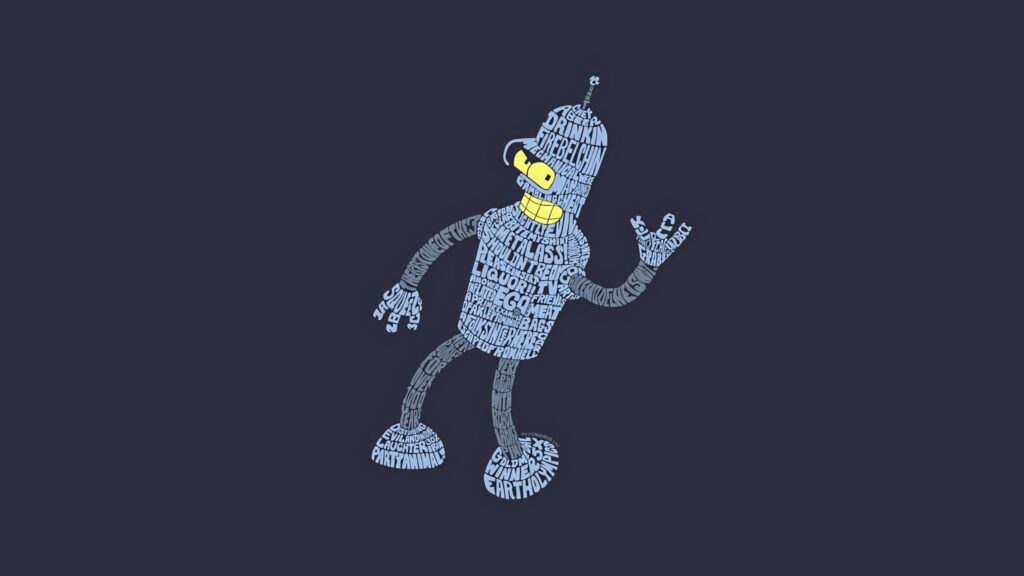 Playful Bender Futurama Wallpaper: Text Art on Dark Background