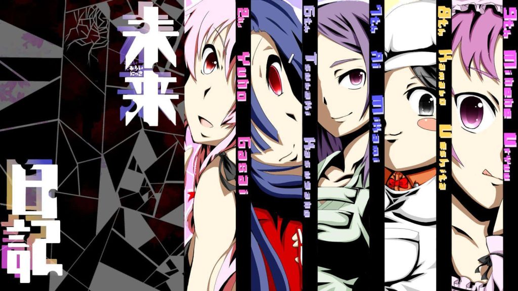 Future Diary wallpaper with Yuno Gasai Tsubaki Kasugano and key diary holders collage