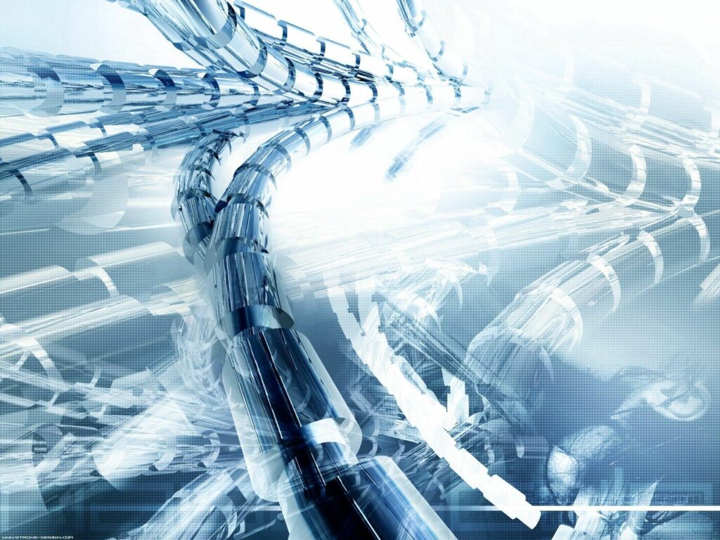 Dynamic Metallic Lines Wallpaper: Futuristic Blue & White Background
