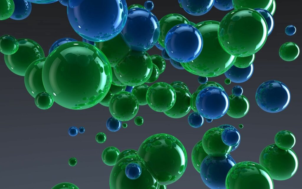 Futuristic Green & Blue Spheres Wallpaper - Abstract Art Background