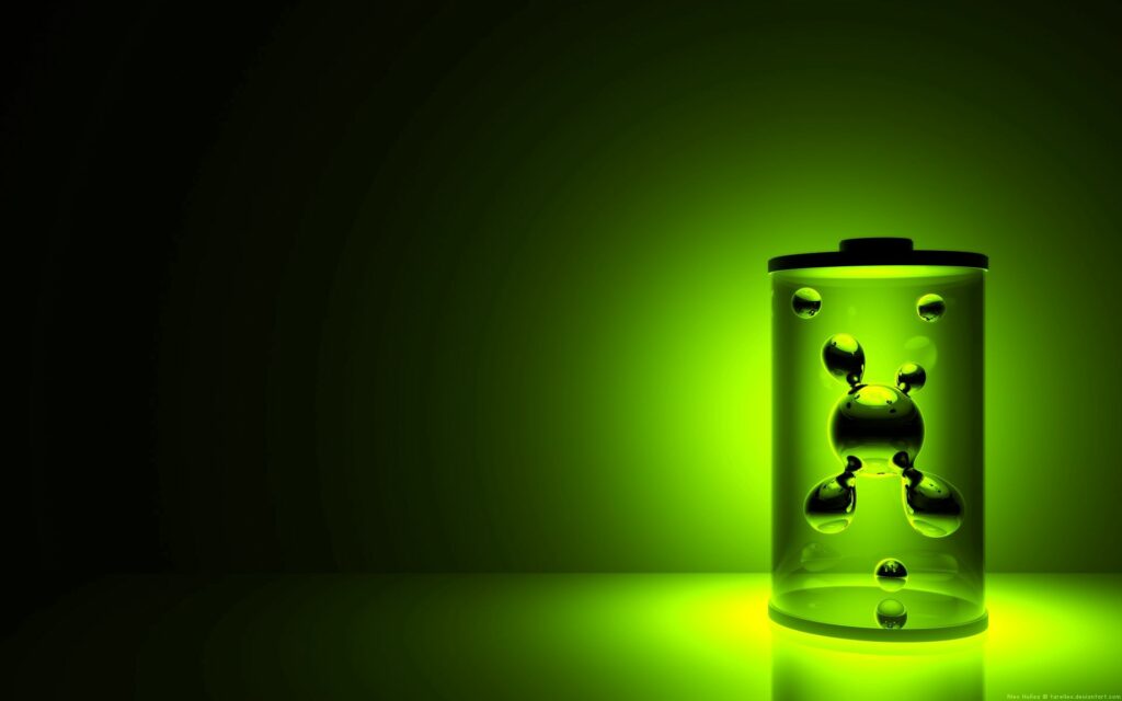 Futuristic 1920x1200 Wallpaper: Sleek Metallic Design with Green Glow