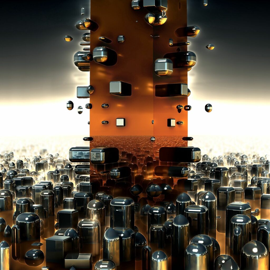Futuristic Chaos: Glossy Fractal Landscape Wallpaper 1920x1920