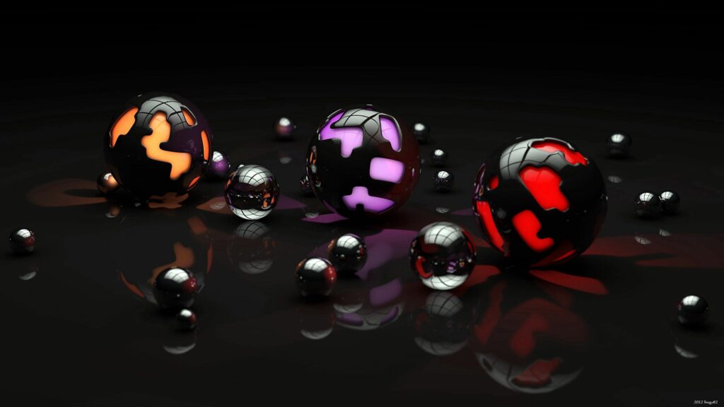 Futuristic Dark Spheres Wallpaper in Red & Purple - 2560x1440