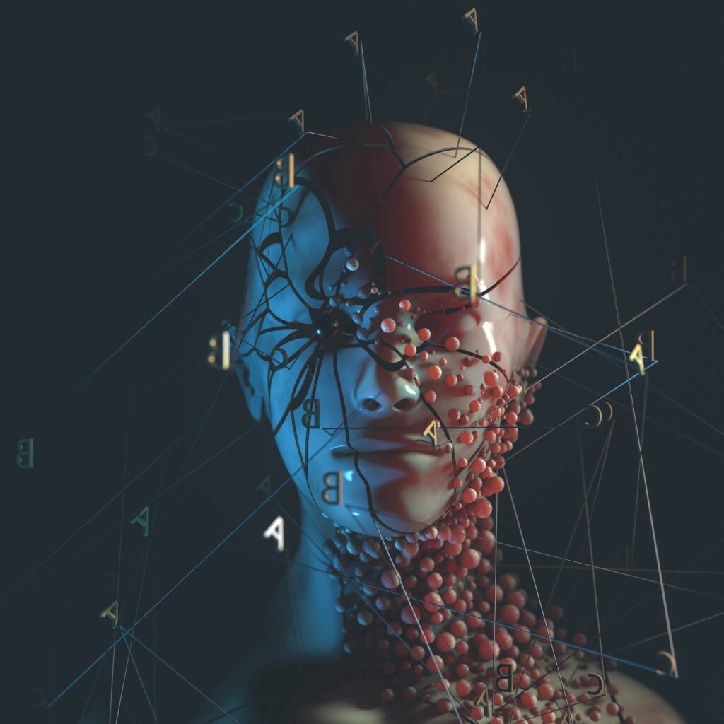 Futuristic Mesh Human Head Wallpaper - 3840x3840 Digital Art