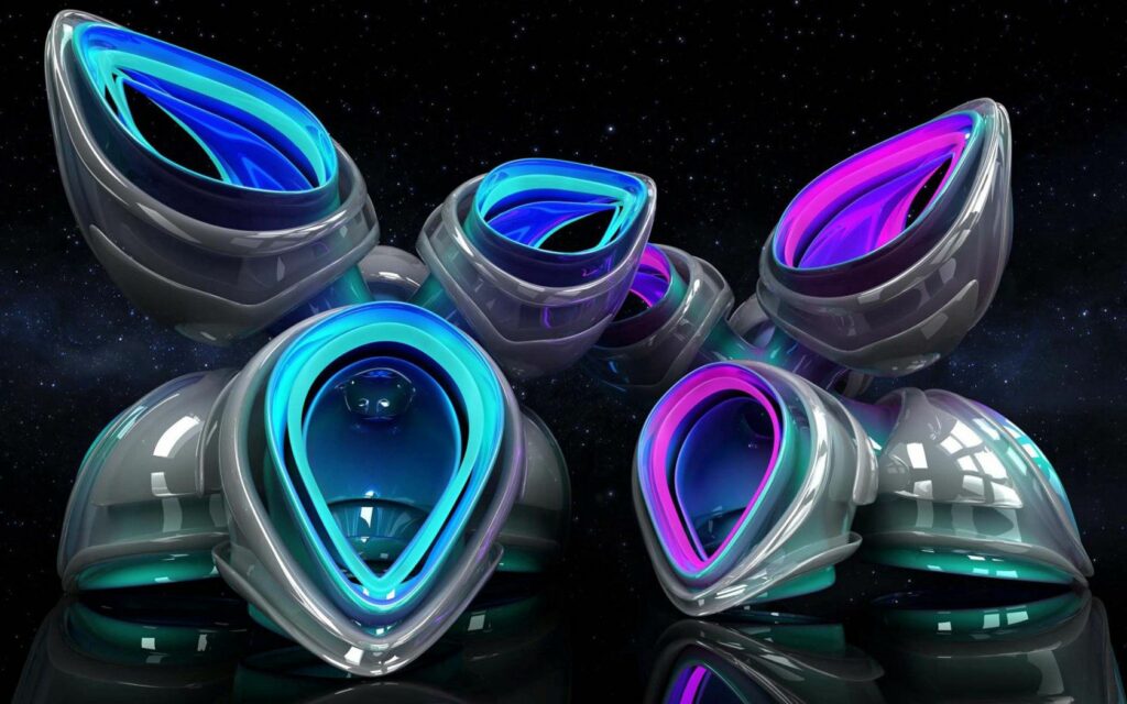 Futuristic 3D Flower Petal Wallpaper - Vibrant Cosmic Background