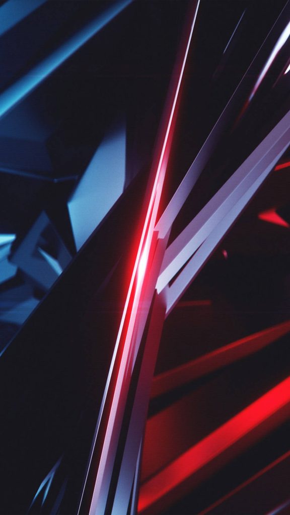 Abstract 3D metallic shapes with red and blue neon lighting futuristic modern digital wallpaper