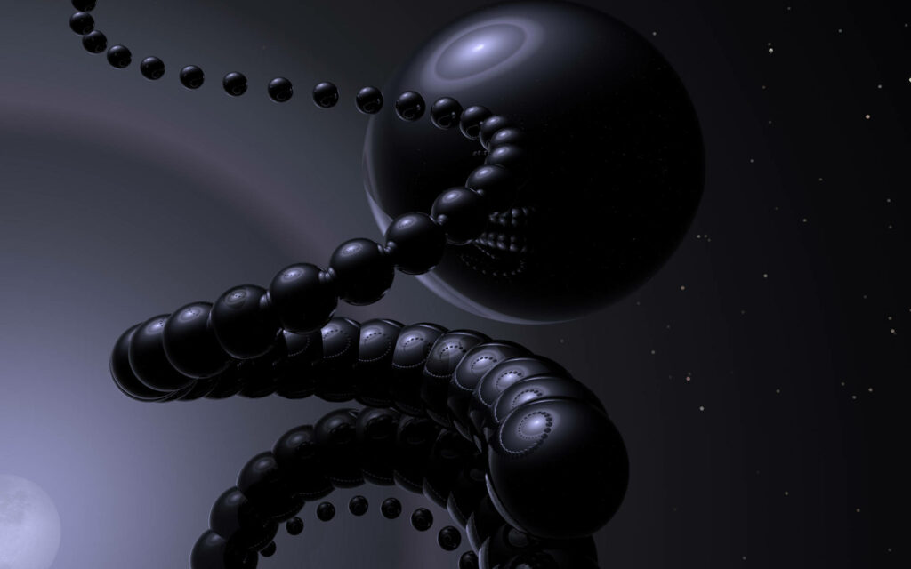 3D Abstract Black Sphere Wallpaper: Futuristic Starry Background