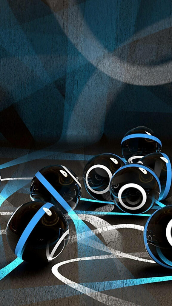 Futuristic 3D Black & Blue Spheres Wallpaper for Android Background