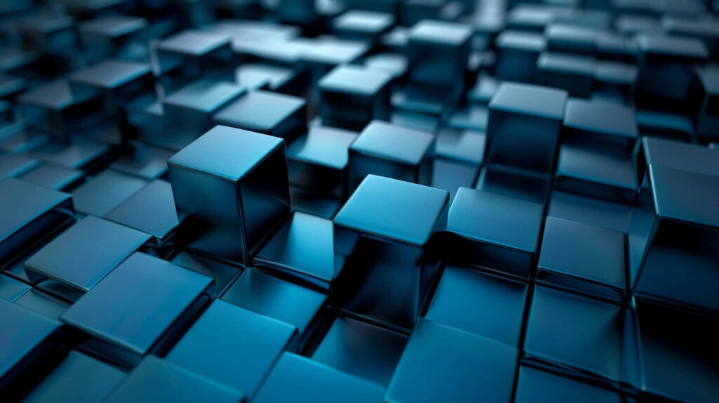 Futuristic 3D Blue Cube Abstract Wallpaper Background