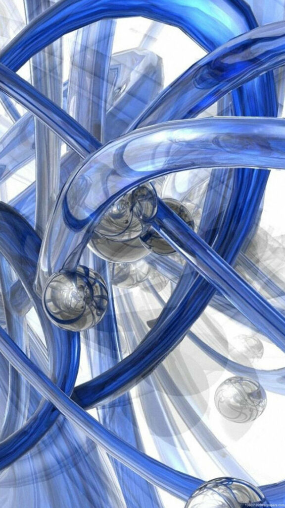 Futuristic 3D Blue Tube Wallpaper for iPhone - Modern Abstract Design