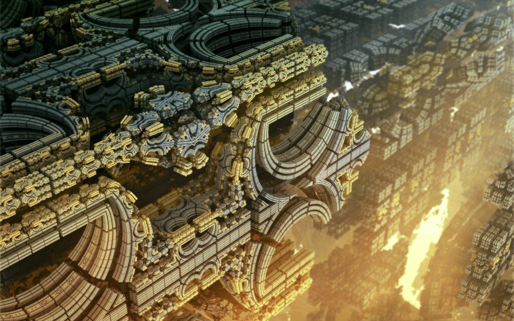 Surreal 3D Cityscape Wallpaper: Intricate Abstract Design & Depth