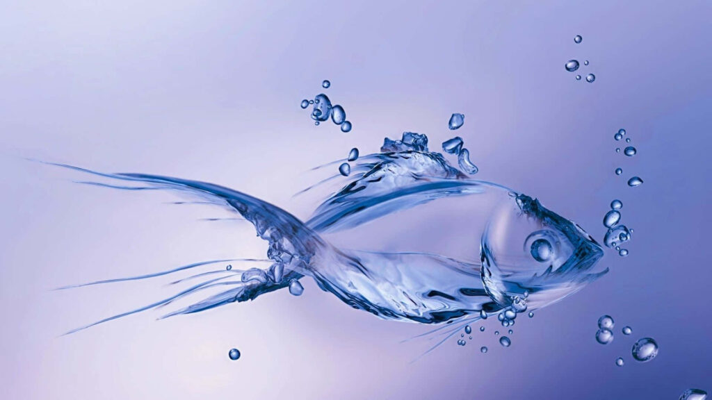Sleek 3D Water Fish Wallpaper: Mesmerizing Aqua Design for Desktops