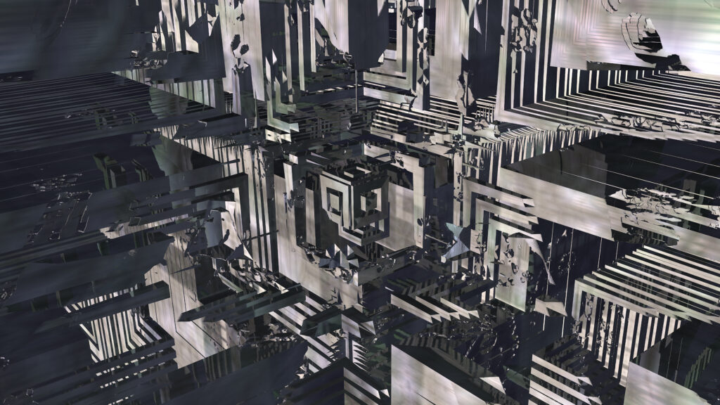 Futuristic 3D Geometric Wallpaper: Intricate Abstract Labyrinth Design