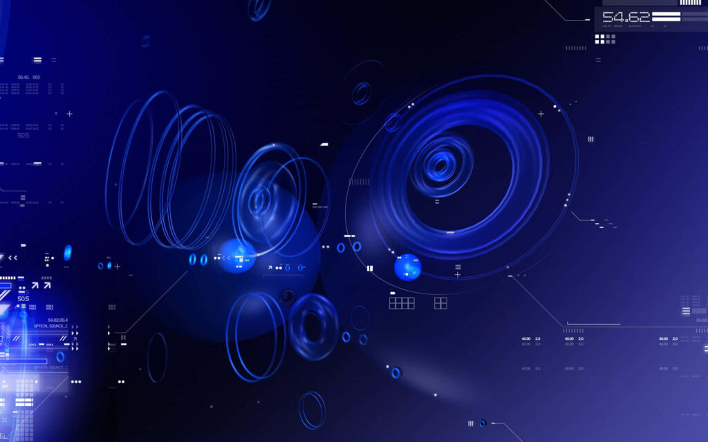 Futuristic 3D Hologram Wallpaper: Blue Tech Background Design