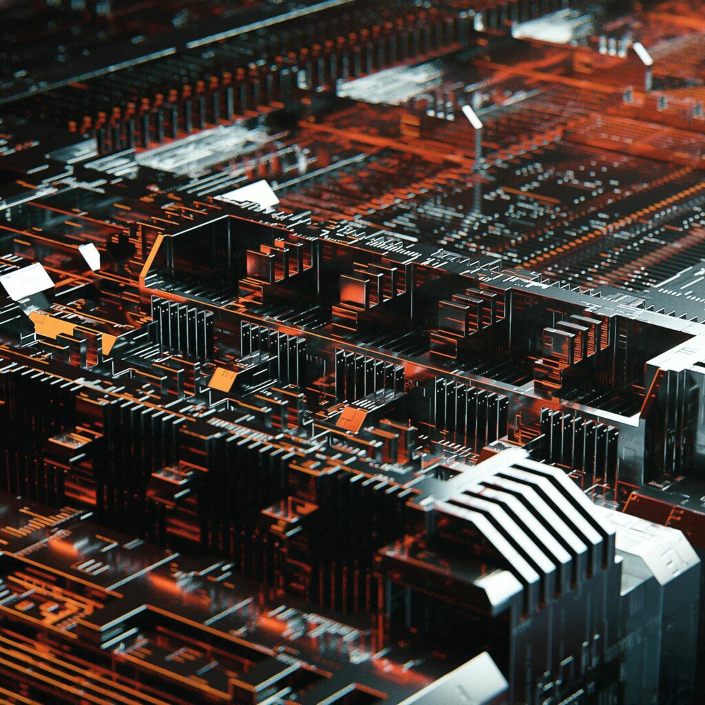 2160x2160 3D Metal Circuit Board Wallpaper - Futuristic Design