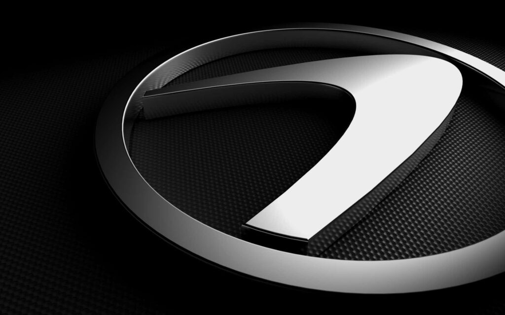 Futuristic 3D Metallic Logo Wallpaper on Dark Textured Background